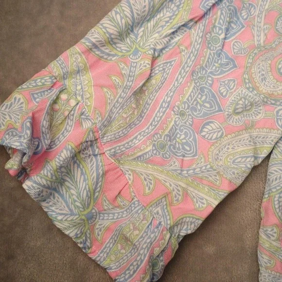 Ruby Rd. Blouse Womens XL Pink Paisley Henley 3/4 Sleeve Tunic Top Lightweight - Picture 9 of 10